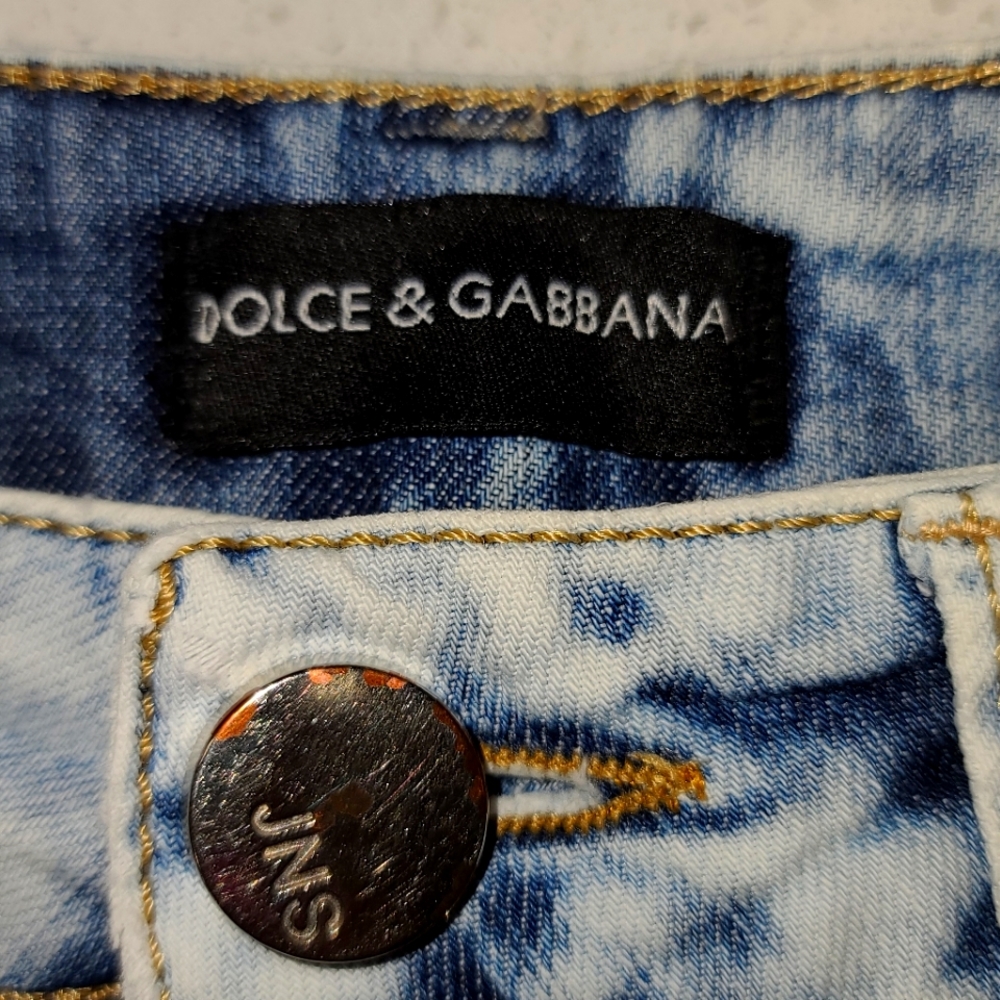 Dolce and Gabbana Denim Embroidered Mini Skirt